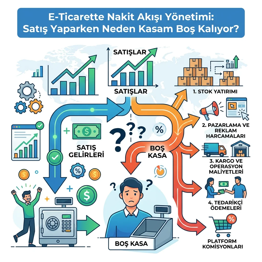 E-Ticarette Nakit Akışı Yönetimi: Satış Yaparken Neden Kasam Boş Kalıyor?